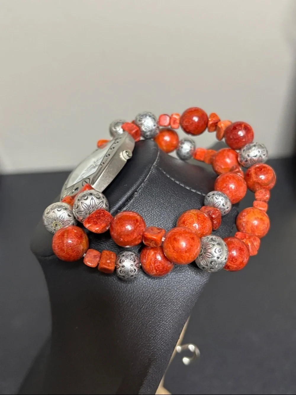 Coldwater Creek Stone Silver Tone Boho WORKING Stretch Watch Southwestern